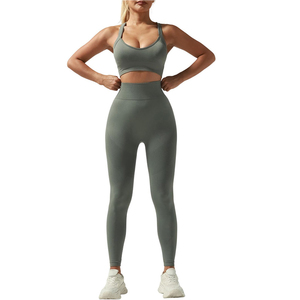 Nuevo Conjunto de Yoga para Mujer, Último Diseño, Alta Calidad, Tallas Grandes, Logotipo Frontal Sólido, Ecológico, Transpirable, de Secado Rápido, 2 Piezas - Product Image 2
