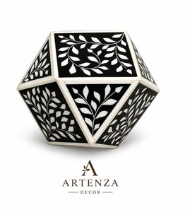 Quemador de Incienso de Resina con Incrustaciones de Hueso Blanco y Negro, Tallado Floral, Decorativo para Escritorio - Product Image 1
