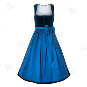 Robe dirndl bavaroise en velours bleu de haute qualité, élégante, costume traditionnel allemand pour femmes, vêtements traditionnels pour l'Oktoberfest - Product Image 3