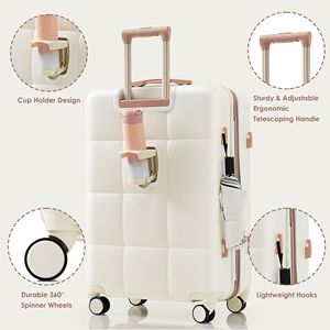 3 pezzi da 20 pollici con guscio rigido in ABS bianco Set bagaglio porta porta USB aereo certificato bagaglio a mano con supporto Spinner ruote - Product Image 3
