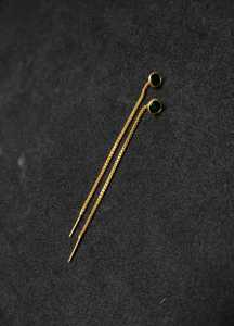 Luxury Emerald Green Look <b>Stud</b> Threader <b>Earrings</b> Gold Plated Long <b>Chain</b> Elegant Designer Fashion Jewelry for Women Wholesale - Product Image 3