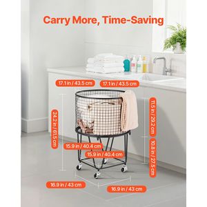 Carrello Multiuso Pieghevole con Ruote Girevoli a 360 Gradi, Grande Capacità di Carico 60 LBS, in Carbonio Resistente, Cesti per Bucato - Product Image 3