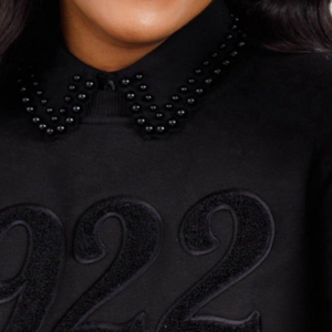 Sigma Gamma Rho 1922 Black Chenille Sweatshirt Women Embroidery Cotton Blend Long Sleeve Casual Stylish Fit - Product Image 5