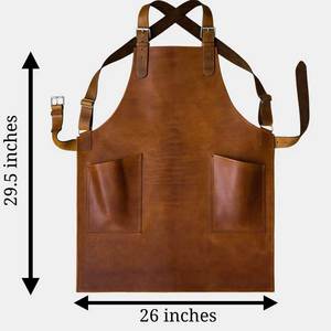 Delantal de cuero con logo personalizado impreso, bolsillos frontales y correas ajustables para uso en restaurantes y bares, material tejido unisex. - Product Image 2