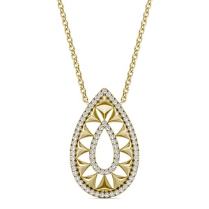 Collier pendentif vintage en moissanite taille poire, couleur or, aspect diamant, bijou ajouré pour femme, cadeau - Product Image 1