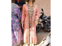 Talla Única, Vestido Largo de Seda para Verano y Otoño, Cuello en V, Manga Larga, Estampado Floral, Paisley, Puntos, Lavable, Ecológico