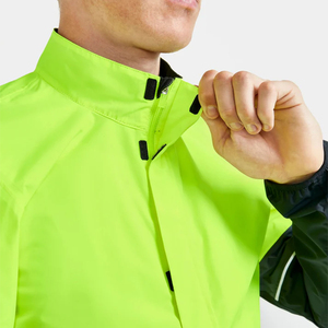 Men's Lime Green Windproof <b>Racer</b> <b>Jacket</b> With Black Color Blocking And Zipper Closure For Spring Outdoor Activities - Product Image 3