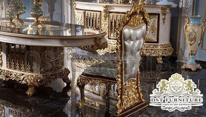 Ensemble de meubles de salle à manger en teck moderne et majestueux, meubles de salle à manger de luxe, finition blanche - Product Image 3