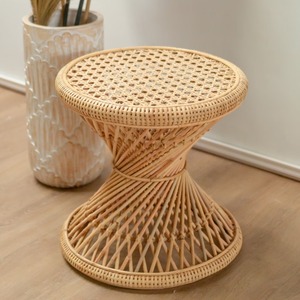 Artisan Crafted Rattan <b>Stool</b> Decorative Accent Piece For Living Spaces Bedrooms Reading Corners And Home Styling From India - Product Image 1