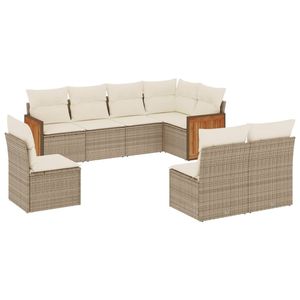 Grandi piedi regolabili divano da giardino Set in Beige poli Rattan comodi mobili da esterno modello D0100XF4V2X - Product Image 2