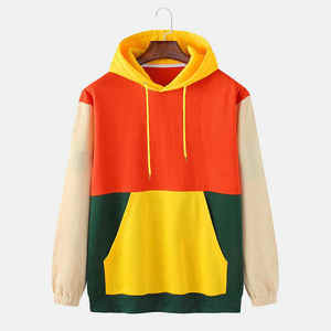 Sweat-shirt à capuche color block pour homme, tricoté, manches régulières, style automne - Product Image 1