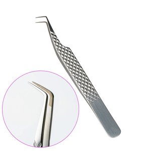 Pince à épiler japonaise en acier inoxydable à pointe en fibre, avec embout règle, pour cils, 90 degrés, service OEM/ODM, marque privée - Product Image 6