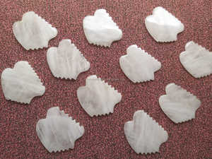 เครื่องนวดหน้าคริสตัลหยกสีขาวทำด้วยมือเครื่องนวดหน้าพลอยกัวซาอาเกตเครื่องฟื้นฟูผิวด้วยความรัก - Product Image 4