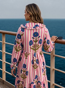 2023 New Arrivals Summer Eco-Friendly Women's Casual Bohemian Floral Long Maxi <b>Dress</b> Tie Dye Gypsy Chic <b>Viscose</b> Crepe V-neck - Product Image 2