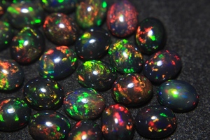 Natural Black Ethiopian Opal Gemstone Oval Cut Cabochon with Multi Color Play of Color or <b>Fire</b> for Jewelry Making - Product Image 2