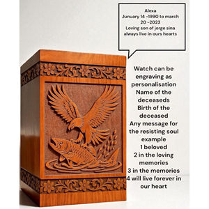 Personalized Handcrafted Wooden Urn with Eagle and Fish Design | <b>Memorial</b> <b>Keepsake</b> <b>Box</b> <b>Memorial</b> <b>Keepsake</b> by AYAANS - Product Image 6