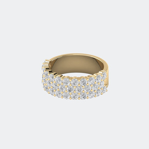 2.30 CTW Lab Grown E Color Brilliant Cut Diamond Triple Row Pave Set IGI Certified Luxury <b>Statement</b> <b>Ring</b> 10K Gold Engagement - Product Image 5