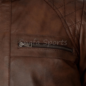 Customized Men Stylish Boxy Leather Bomber Jacket High Quality Windproof Leather Jackets for Men in low Price - Product Image 5