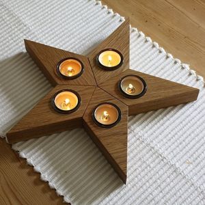 ชุดที่วางเทียนไม้ทรงสี่เหลี่ยมสำหรับตกแต่งบ้าน วัสดุไม้ธรรมชาติ - Product Image 4