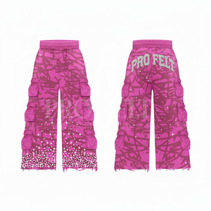 Jogger unisexe tendance, confortable, coupe ample, style streetwear, ourlet vieilli, en toile écologique, sur mesure, vente en gros, haute qualité - Product Image 2