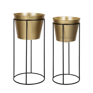 Silver Planter Iron Durable Multi-Use Indoor Floor Planter Drainage for Home Garden Decor - Product Image 3