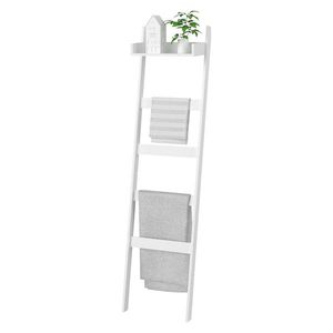 Scaffale a 5 livelli in bambù per coperte, decorativo, porta asciugamani, trapunti e sciarpe per il bagno - Product Image 1