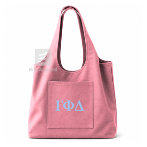 Custom Gamma Phi Delta Sorority Tote bag Blue and pink Embroidered Logo Daily Use <b>Large</b> Capacity Canvas Tote bag for female - Product Image 1