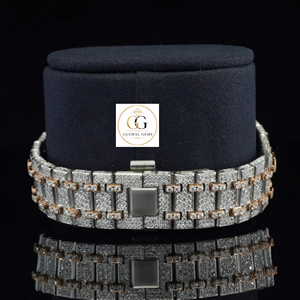 Reloj de Diamantes Moissanite de Oro Rosa con Incrustaciones de Diamantes de Primera Calidad para Hombre o Reloj de Pulsera Estilo Hip Hop a un Precio Accesible - Product Image 6