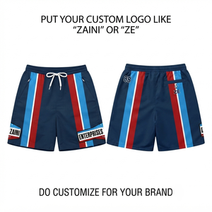 320 GSM Premium Polyester Interlock Windbreaker <b>Shorts</b> Red <b>White</b> Black Panel Custom Sublimation Logo Nylon Windbreaker <b>Shorts</b> - Product Image 3