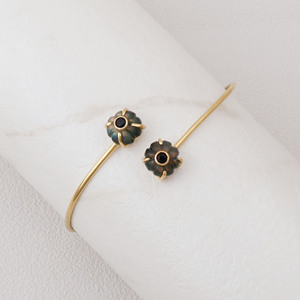 <b>Labradorite</b> Carved Cuff <b>Bracelet</b> Melon Shape Bangle Gold Plated Handmade Jewelry Gift For Mom - Product Image 2