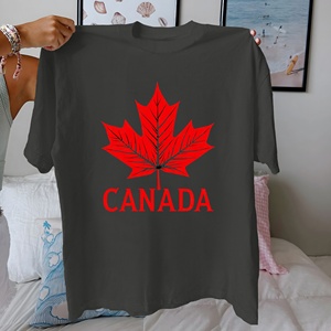 T-shirt en pur coton Feuille d'érable du Canada pour femmes coupe confortable - Product Image 4