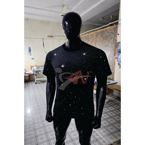 Men’s Black <b>Rhinestone</b> Oversized T-Shirt 100% Cotton Short Sleeve Streetwear Fashion Casual Graphic Tee Summer Trendy <b>Top</b> - Product Image 6