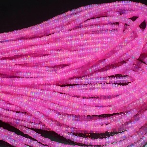 Cuentas de ópalo natural, ópalo rosa, hilo de 8 pulgadas de largo, cuentas de ópalo etíope de 3-5 mm, ópalo ahumado tratado para la fabricación de joyas - Product Image 1