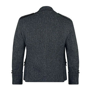Chaqueta Kilt de Lana Personalizada de Alta Calidad con Cuello Alto Recubierto de Lana, Chaqueta Kilt Argyll Negra para Hombre, Invierno, 220g - Product Image 3