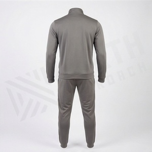Survêtement gris bleu pour homme avec blocs de couleur, fermeture éclair intégrale, col montant, vêtements de sport décontractés, respirant, en polyester et coton, pour l'automne - Product Image 2