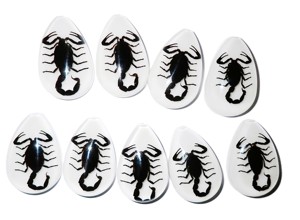 Black Scorpion Real Specimen Plastic Cabochon Pear Cut <b>Top</b> 46x30 mm White Flat Bottom for Crafts and Jewelry Making - Product Image 4