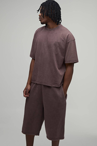 Men <b>T</b> <b>Shirt</b> and Short Set 2026 Summer Clothing Men's Wear Twin Set Wholesale Cheap Price Cotton Sun faded Acidwash Customized - Product Image 5