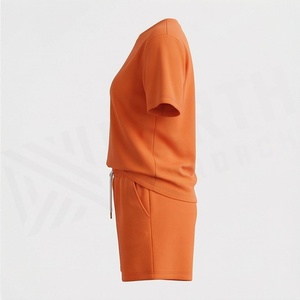 Women's Orange <b>Flame</b> Printed 2 Piece Shorts Set Short Sleeve T <b>Shirt</b> and Above Knee Shorts Casual Spring Summer Wear - Product Image 3