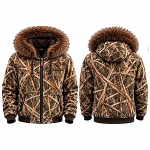 <b>Men</b> Solid Autumn Hunting Hoodie Warm Outdoor Hooded <b>Jacket</b> <b>Fleece</b> <b>Lined</b> <b>Waterproof</b> Softshell Windproof Coat Hiking Gear - Product Image 1