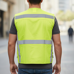 Wholesale Hi Vis ANSI Class 2 Mesh Reflective Safety Vest <b>LED</b> Flash Waterproof Custom Logo Custom Color Men's Workwear - Product Image 2