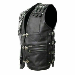 Chaleco de Motociclista de Cuero Vacuno para Hombre, Chaleco de Invierno con Botones y Bolsillos, Resistente al Viento, Transpirable, Proveedor Mayorista OEM ODM Personalizado - Product Image 3