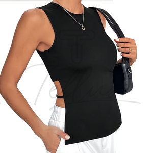 Camiseta sin mangas con estampado digital más vendida para mujer, ropa de gimnasio y fitness, camiseta de verano personalizada con tu logo e impresión. - Product Image 2