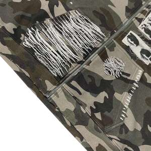 Sudadera con capucha de algodón grueso con efecto desgastado, camuflaje, cremallera, logotipo personalizado, estilo oversize, streetwear, lavado ácido, transpirable para hombre - Product Image 3