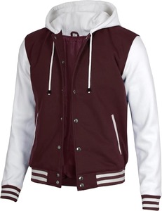 แจ็คเก็ตวาร์ซิตี้แบบมีฮู้ดทรงสลิมฟิตสไตล์วินเทจสำหรับทุกเพศ ผลิตจากผ้าขนสัตว์ 100% เป็นมิตรต่อสิ่งแวดล้อม - เสื้อฮู้ดเบสบอลทรงบอมเบอร์แบบนักเรียนมัธยมปลาย - Product Image 5