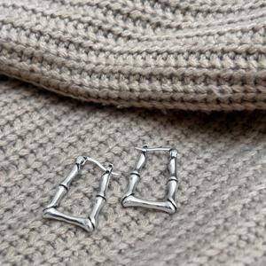 Pendientes de Aro Geométricos de Bambú para Mujer, Estilo Bohemio Étnico, Plateados y Chapados en Oro de 18K, Regalo para Fiestas, Venta al Por Mayor - Product Image 4