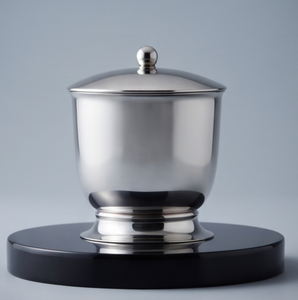 Recipiente de metal plateado pulido OEM para almacenar frutas secas y dulces, decorativo, con tapa y perilla. - Product Image 1
