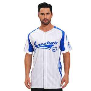 Camiseta de Béisbol Personalizada Azul y Blanca, Ropa Deportiva de Verano de Secado Rápido y Transpirable, con Estampado Digital, para Entrenamiento - Product Image 1