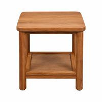 Table à manger carrée en teck massif avec étagère inférieure, design scandinave moderne pour appartement et hôtel, mobilier de maison
