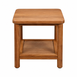 Table à manger carrée en bois massif avec étagère inférieure, design minimaliste moderne, meubles pour la maison - Product Image 1