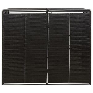 Capannone doppio bidone con ruote 55.1 portaoggetti "x 31.5" x 46.1 "nero in Rattan - Product Image 3